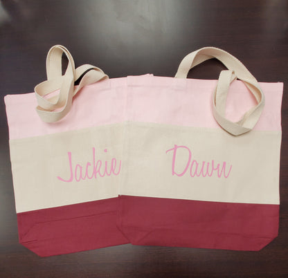 Personalized Tri-Color Canvas Tote Bag