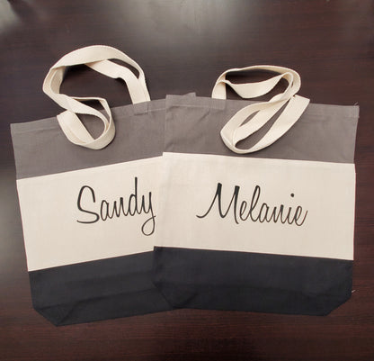 Personalized Tri-Color Canvas Tote Bag