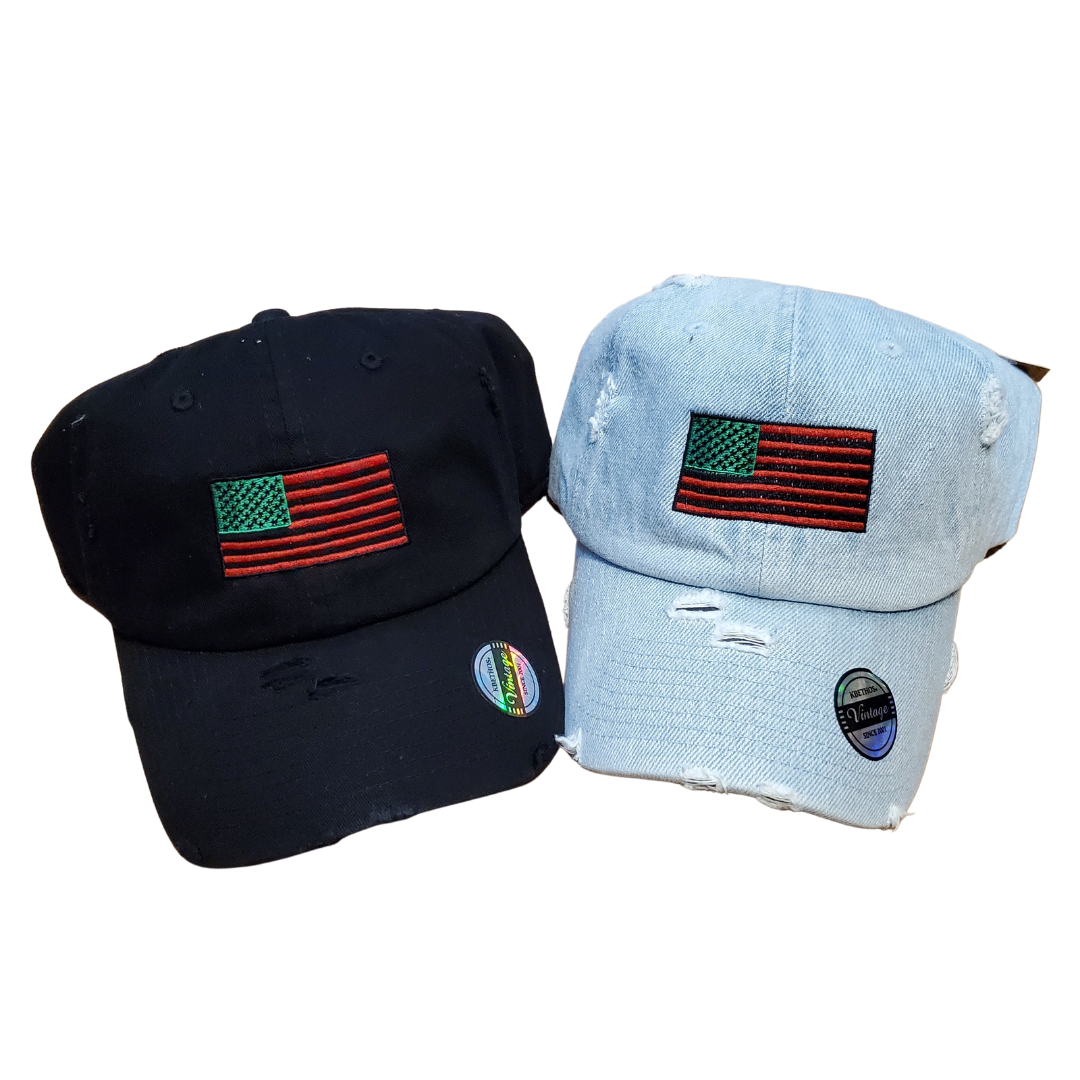 Pan African America Flag Distressed Hat