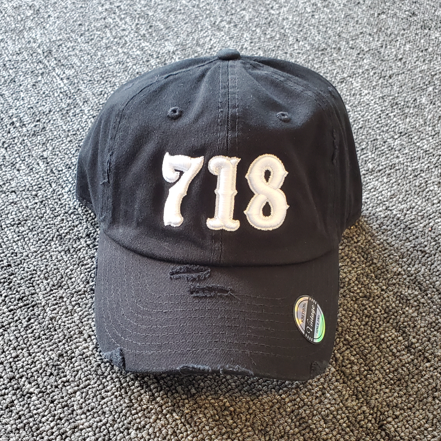 Custom Area Code Distressed Hat