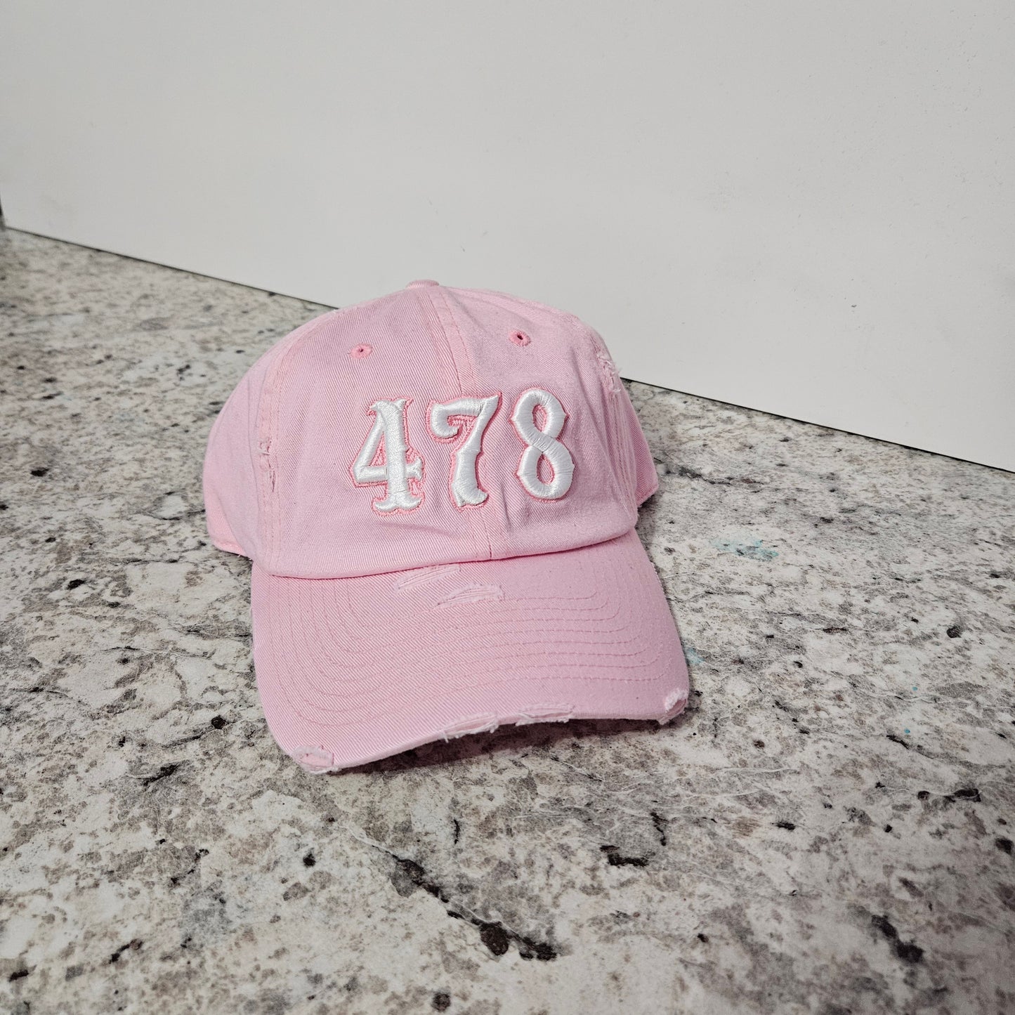 Pink & White Distressed Hat (Your Code)