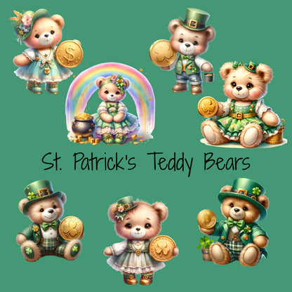 St. Patrick's Inspired Teddy Bear Clipart (Instant Download)